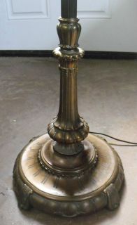 Vtg Mid Century Floor Lamp Milk Glass Signed Brass/Copper F MITCHELL 