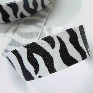 YA453 6/8 2yds cute zebra white grosgrain ribbon hairbows kids