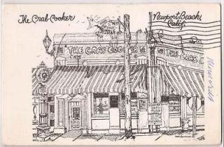 Newport Beach California Postcard The Crab Cooker Restaurant   Ink 