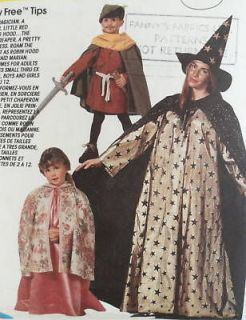 Robin Hood, Witch, Princess Childs Costume Pattern McCalls 6680