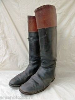   SIZE 10 VINTAGE TWO TONE BLACK LEATHER FOX HUNTING FIELD RIDING BOOTS