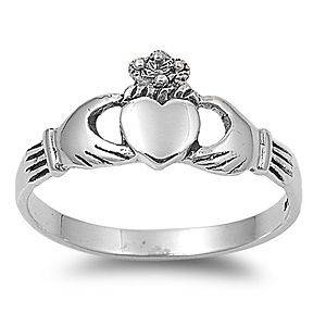 Sterling Silver Claddagh Heart Ring   Sizes 3   9