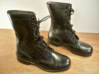   1982 Combat Military Black Leather Ro Search Mens Boots Size 5.5 WIDE