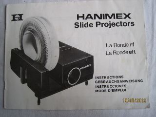 Instructions slide projector HANIMEX La Ronde rf & eft