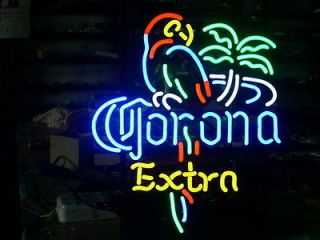   EXTRA PARROT PALM TREE BOTTLE BEER REAL NEON LIGHT BEER BAR PUB SIGN