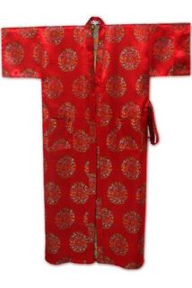 New Royle Blue Chinese Mens Silk Satin Kimono style Robe/Gown M L XL 