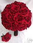 New Silk Red Roses Wedding Bridal Bouquet Boutonniere