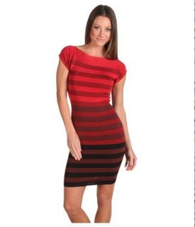 French Connection Ribbon Knit Striped Bandage Dress Vrai Blood/Red 0 2 