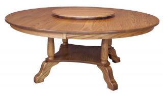 Large Amish Round Dining Table Solid Oak Wood Traditional 60,72 Lazy 