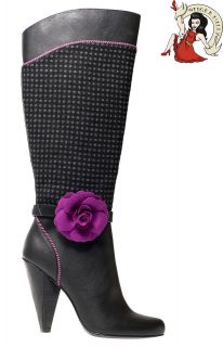 RUBY SHOO REAL LEATHER KNEE HIGH BOOTS BLACK UK 3 8