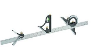 24 Metal Ruler Protractor Square Carpentry Tool Wood Work Measuring 