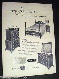 50s Mahogany Arlington bedroom furniture by Kling of Mayville NY 1952 