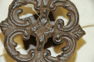 Vintage Brown Wrought Iron Rosette Tie Backs/Swag Holders (Sold/Pairs 