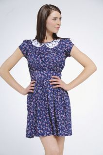 Ladies Womens Ditsy Print Peterpan Collar Dress Latest Style Size 8 