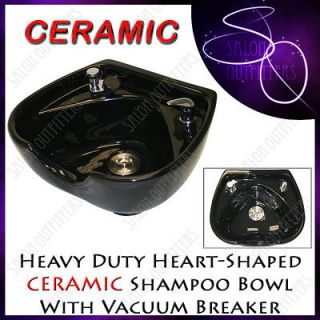 Black Ceramic Round Shampoo Bowl Vacuum Breaker Beauty Barber Salon 