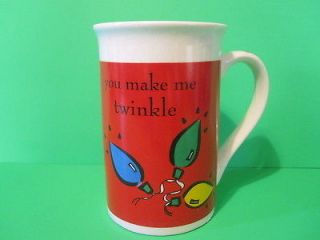 Royal Norfolk Greenbrier Christmas Cup Mug You Make Me Twinkle Lights 