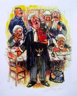 Barry Leighton Jones Hand Signed Giclee Theatre of Law Council Lawyer