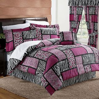 New Pink Leopard Zebra Animal Print Safari Comforter Set Bed Decor