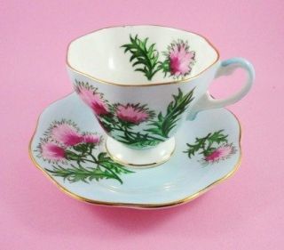 Handpainted  Glengarry Thistle  Foley Tea Cup and Saucer Set
