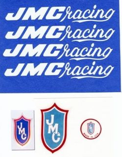 White JMC® Racing BMX Vinyl Rub on Decal set1980 1985 Standard 