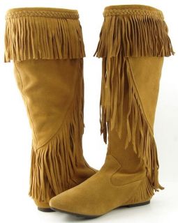 SAM EDELMAN UTAH Camel Suede Womens Designer Western with Fringe Boots 