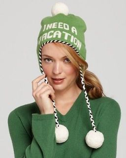 Kate Spade Need A Vacation Green Wool Cute Winter Womens Ski Hat NEW 