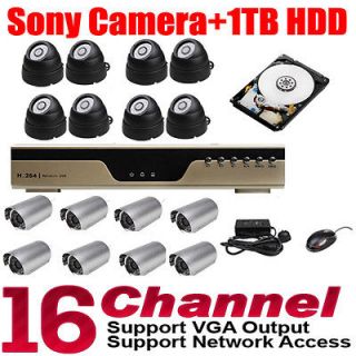   Sale 16CH H.264 Video Recorder CCTV DVR System+Sony CCD/COMS Cameras