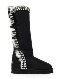 new RRP $420 MOU ANCHORAGE CALFSKIN UGG BOOTS BLACK WHITE 39 FREE POST
