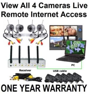 New Wireless 4 Camera USB DVR Alarm Security Spy System