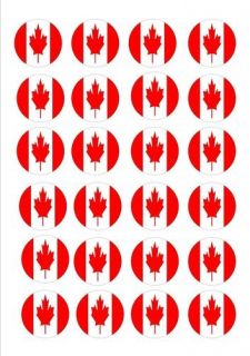 24 X CANADA CANADIAN FLAGS EDIBLE CUP CAKE TOPPERS WAFER RICE PAPER