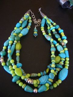   BLUE TURQUOISE AND GASPEITE STERLING NECKLACE BY TRACY SINGER
