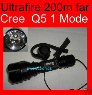   Cree Q5 200M far Tactical 18650 Flashlight remote pressure switch 1Mod