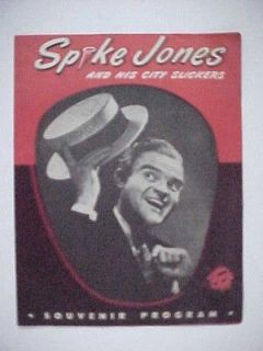 Rare 100% Original Spike Jones and His City Slickers Souvenir program 