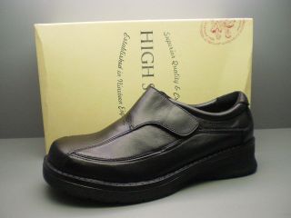 NEW WOMENS HIGH SIERRA BLACK LEATHER STEP IN SHOES