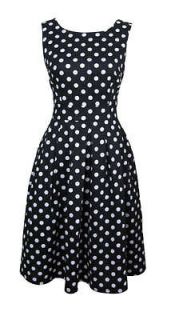 50s Style Black & White Polka Dot Day Dress Peggy Size 14 New