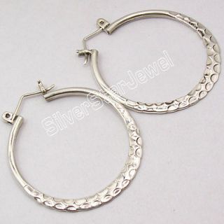 925 Sterling Silver LOVELY HAMMERED HOOP Earrings 3.6CM