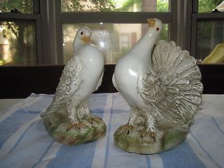 Vintage Universal Statuary Corp. of Chicago Pair of Fantail Pigeons 