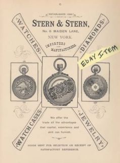 1887 AD STERN & STERN NEW YORK JEWELRY WATCHES DIAMOND