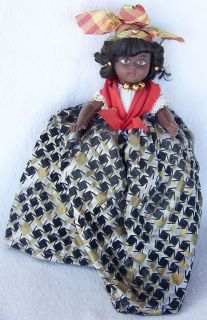 Black Doll Jamaican Starched Dress Stiff Underskirt Head Scarf 