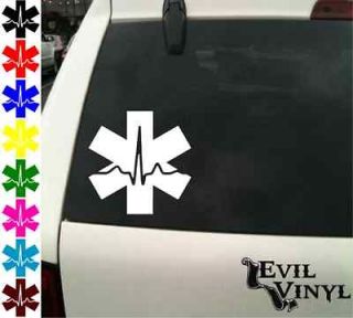   blue vinyl star of life window decal, sticker, EMT/ EMS Paramedic Fire