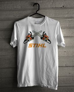 RARE NEW Stihl POWER Chainsaw White T shirt tee size L (S to 3XL av)
