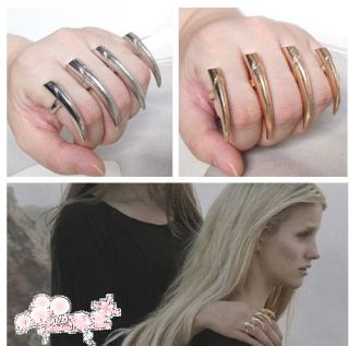 Pc Gothic Punk Metal Sharp Spike Claws Three Fingers Ring 2 Colors