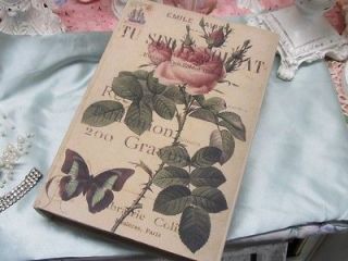 LARGE CANVAS COVERED BOOK BOX~ROSES~Shab​by~Cottage~Chi​c~French 
