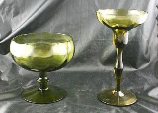   Vintage Patterend Green Water Drinkning Glasses Stemware Goblet j2g4