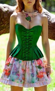  Strapless Green Corset Bow Tie Ruffled Front Party Dress Top @AB973