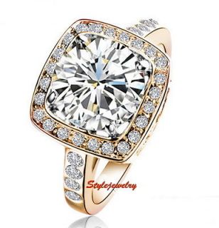 Many Sizes 18k Gold GP Swarovski Crystal Diamond Wedding Engagement 