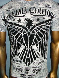 XTREME COUTURE by AFFLICTION Silver CONNECT Fight BIKER MMA UFC T 