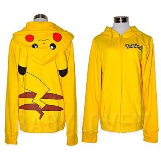   Pokemon Pikachu Ears Hoody Hoodie cosplay Costume sweatshirt Halloween