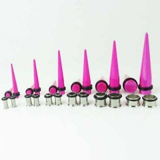 Neon Pink Straight Hole Taper Stretcher Expander/Singl​e Flare Plugs 