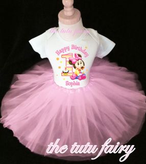   mouse 1st first birthday Shirt & light pink tutu set toddler 12 18